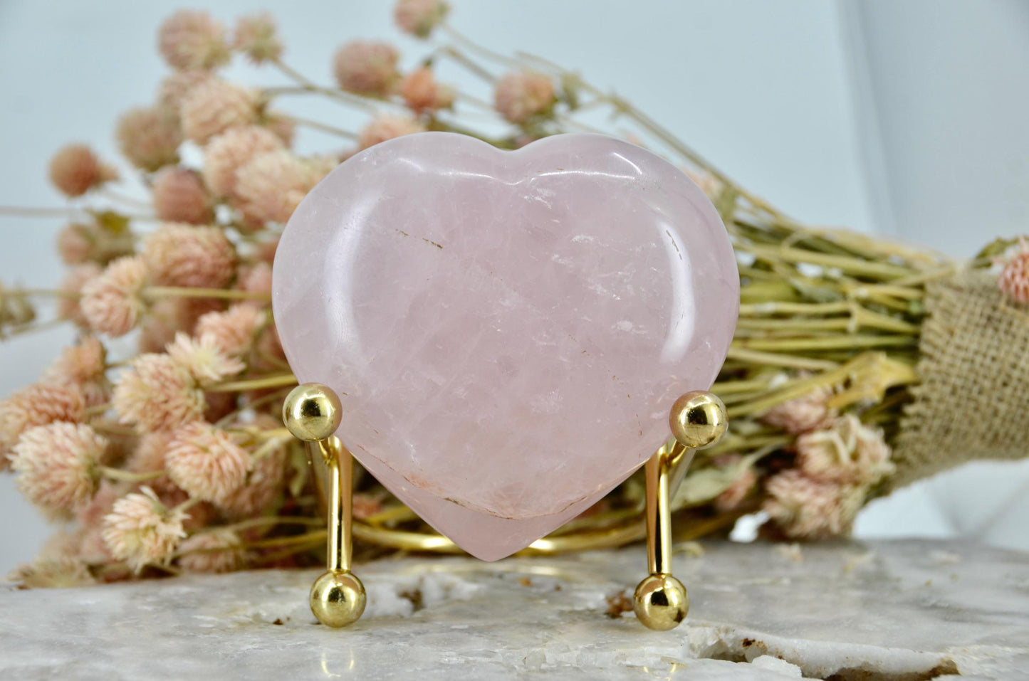 Rose Quartz Heart Carving
