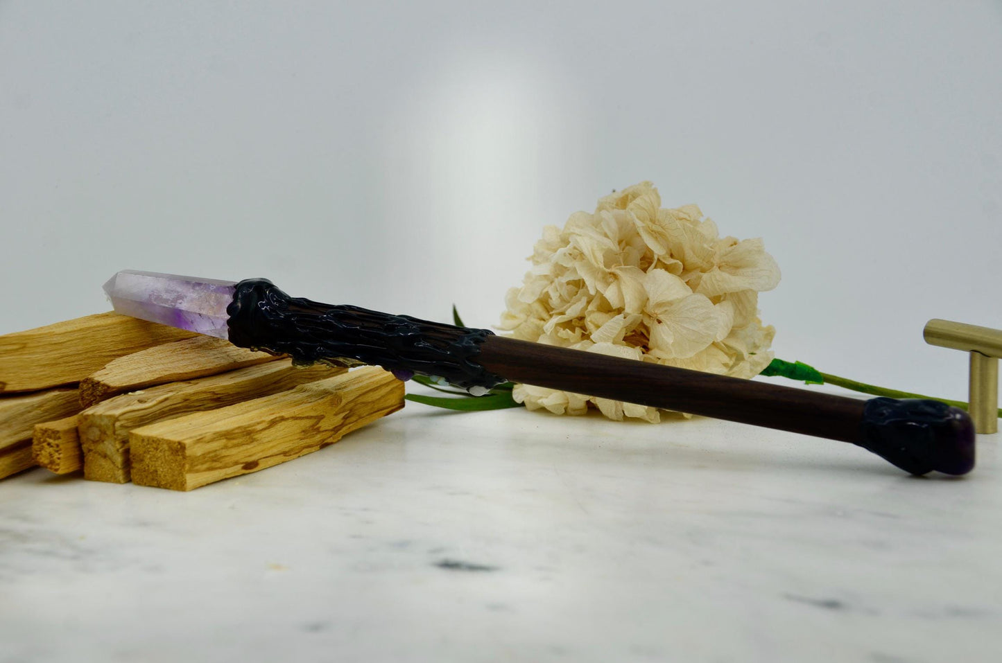 Amethyst Crystal Wand with Bee