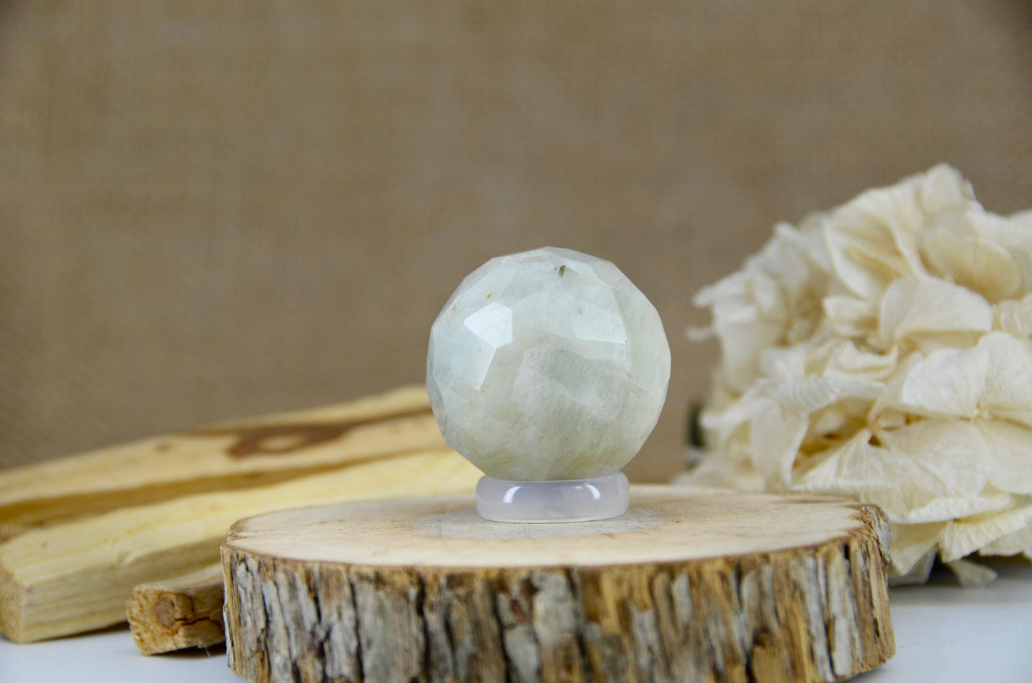 Faceted Aquamarine Sphere