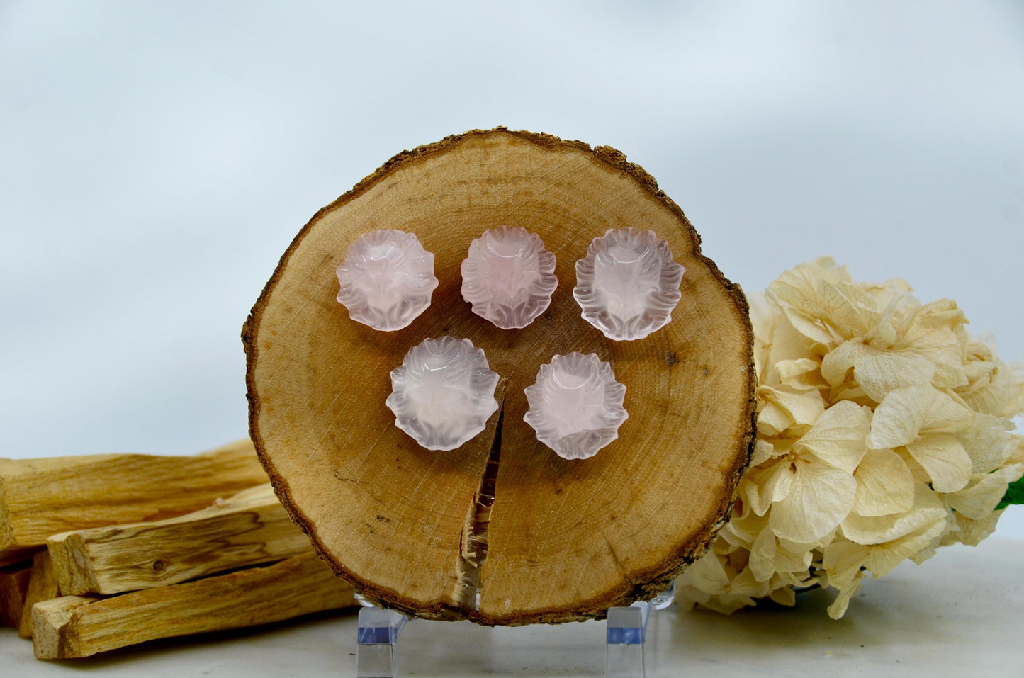 Rose Quartz Mini Fox Carving