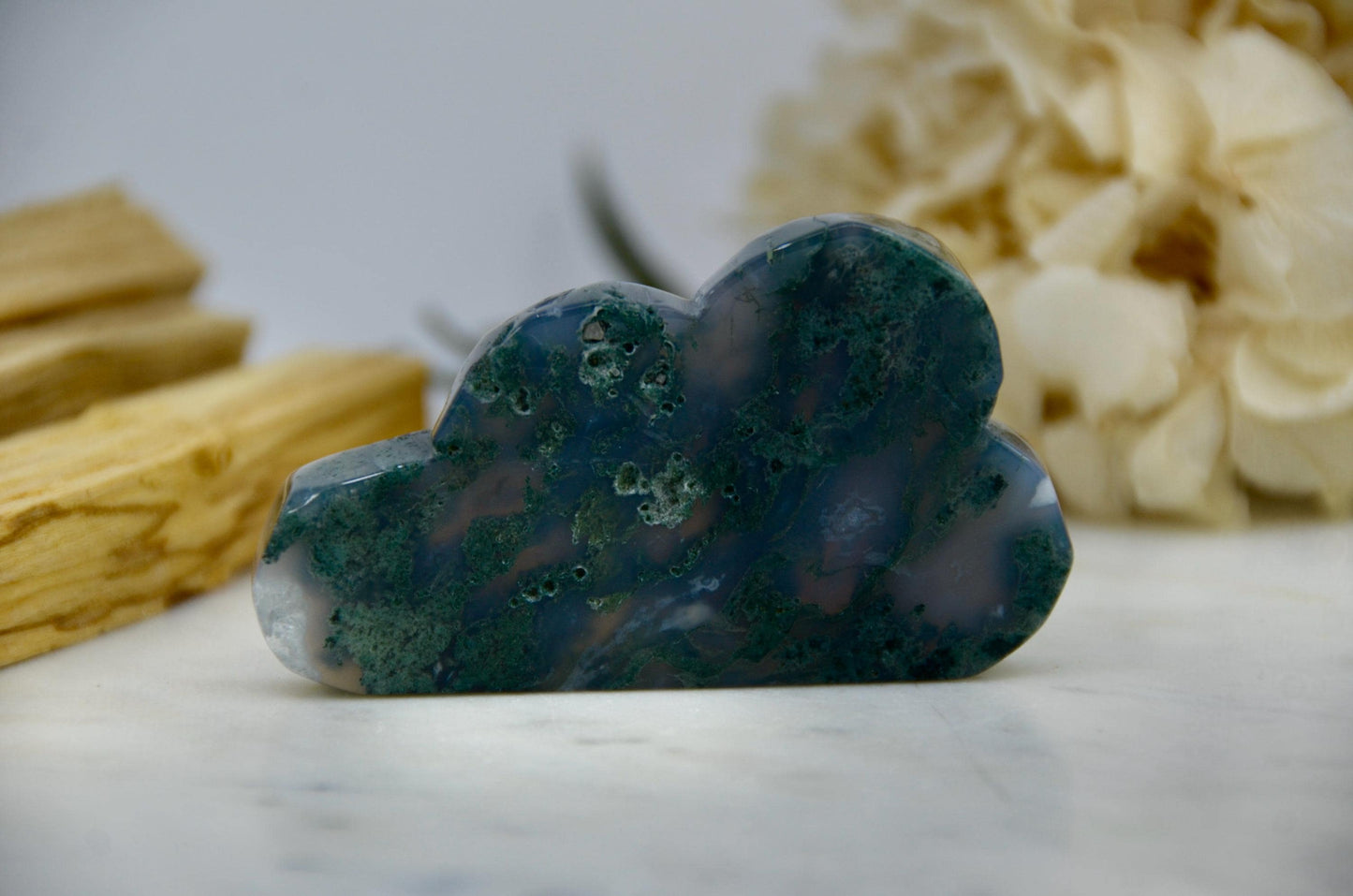 Moss Agate Cloud Carving