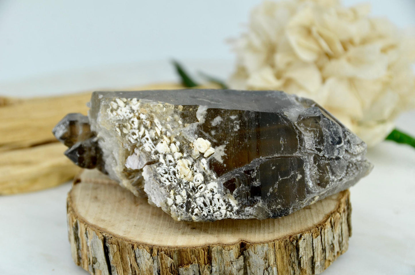 Double Terminated Elestial Smoky Quartz with Mica