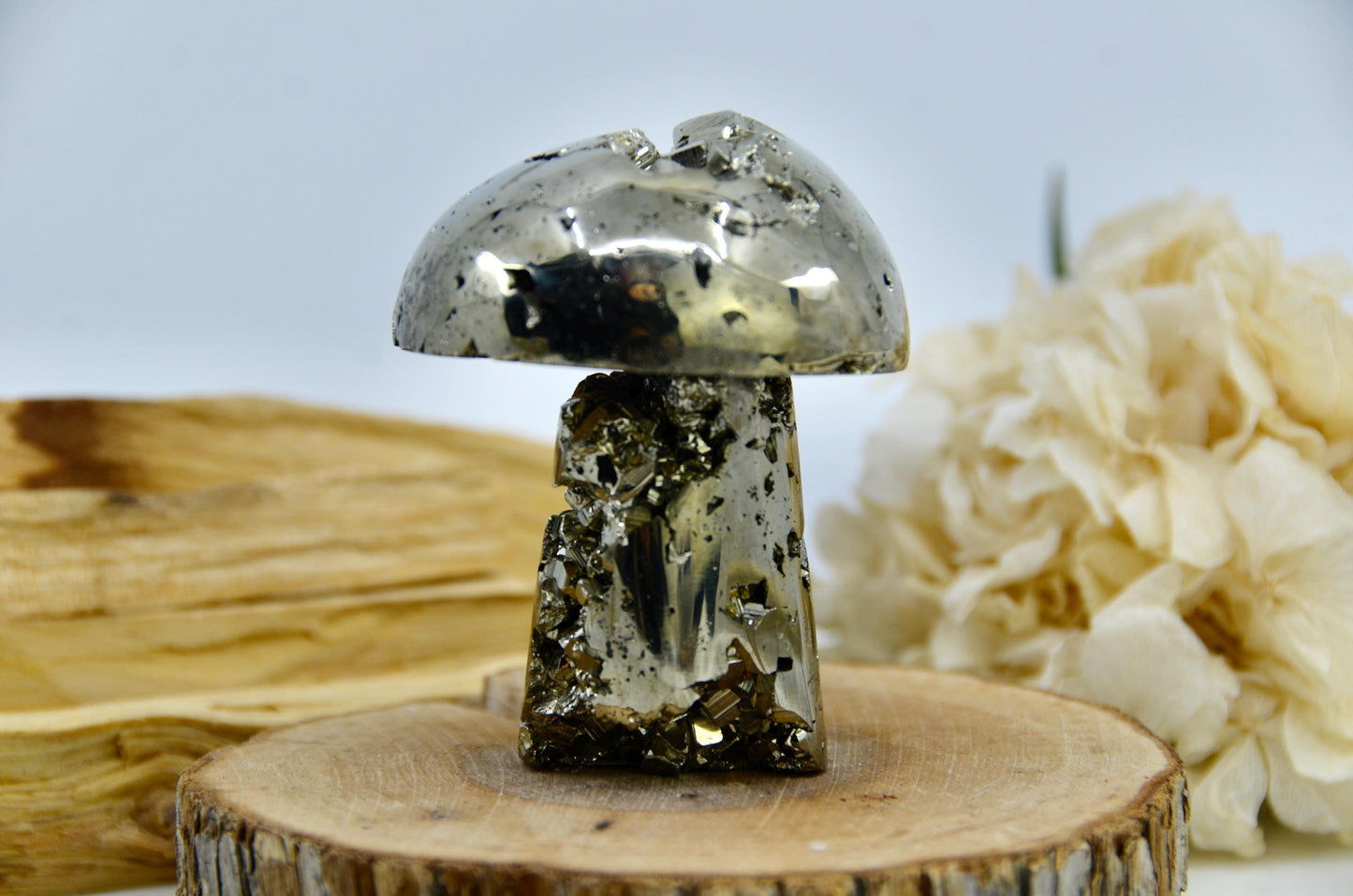 Pyrite Mushroom Carving