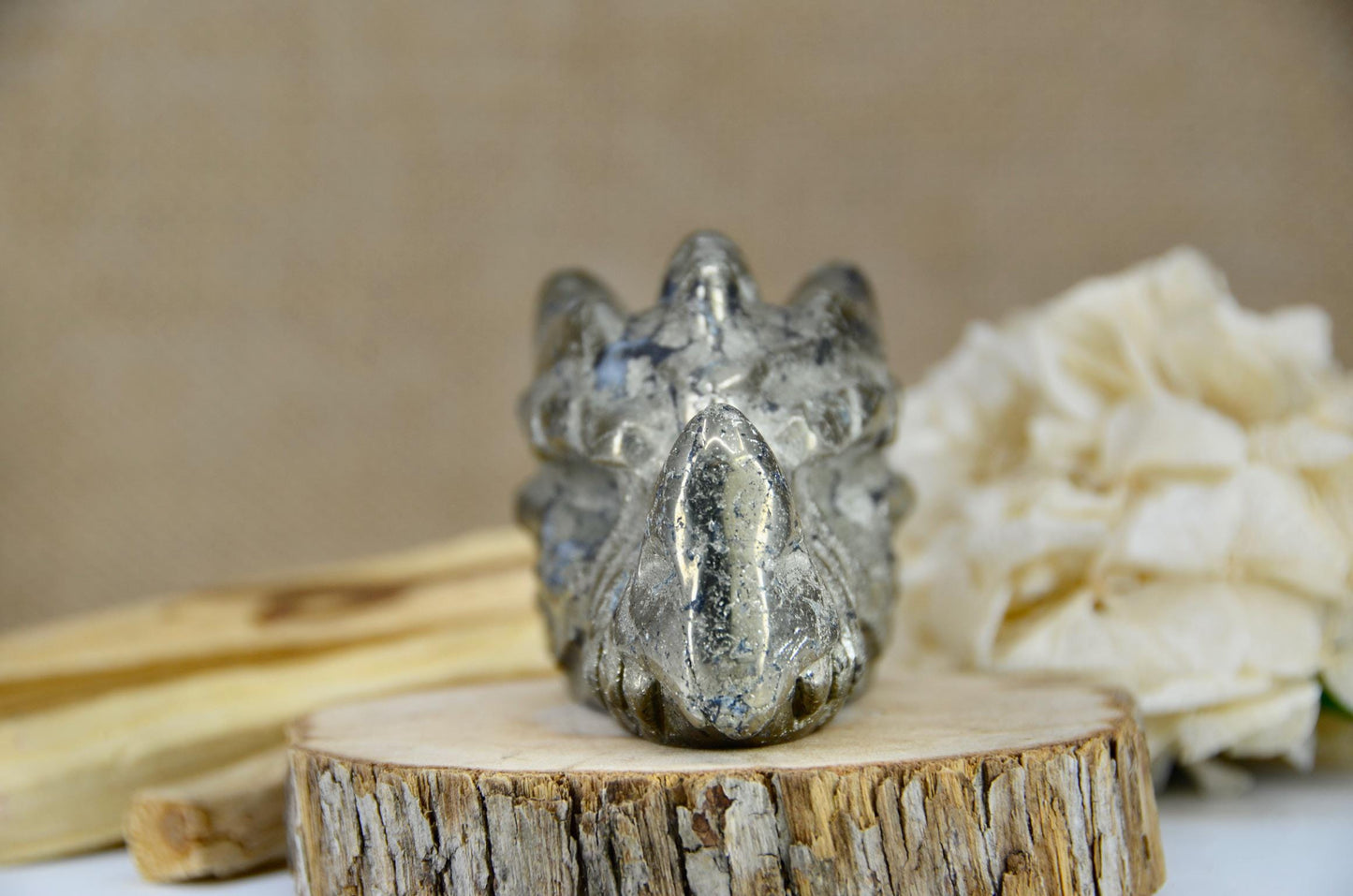 Pyrite Dragon Head Carving