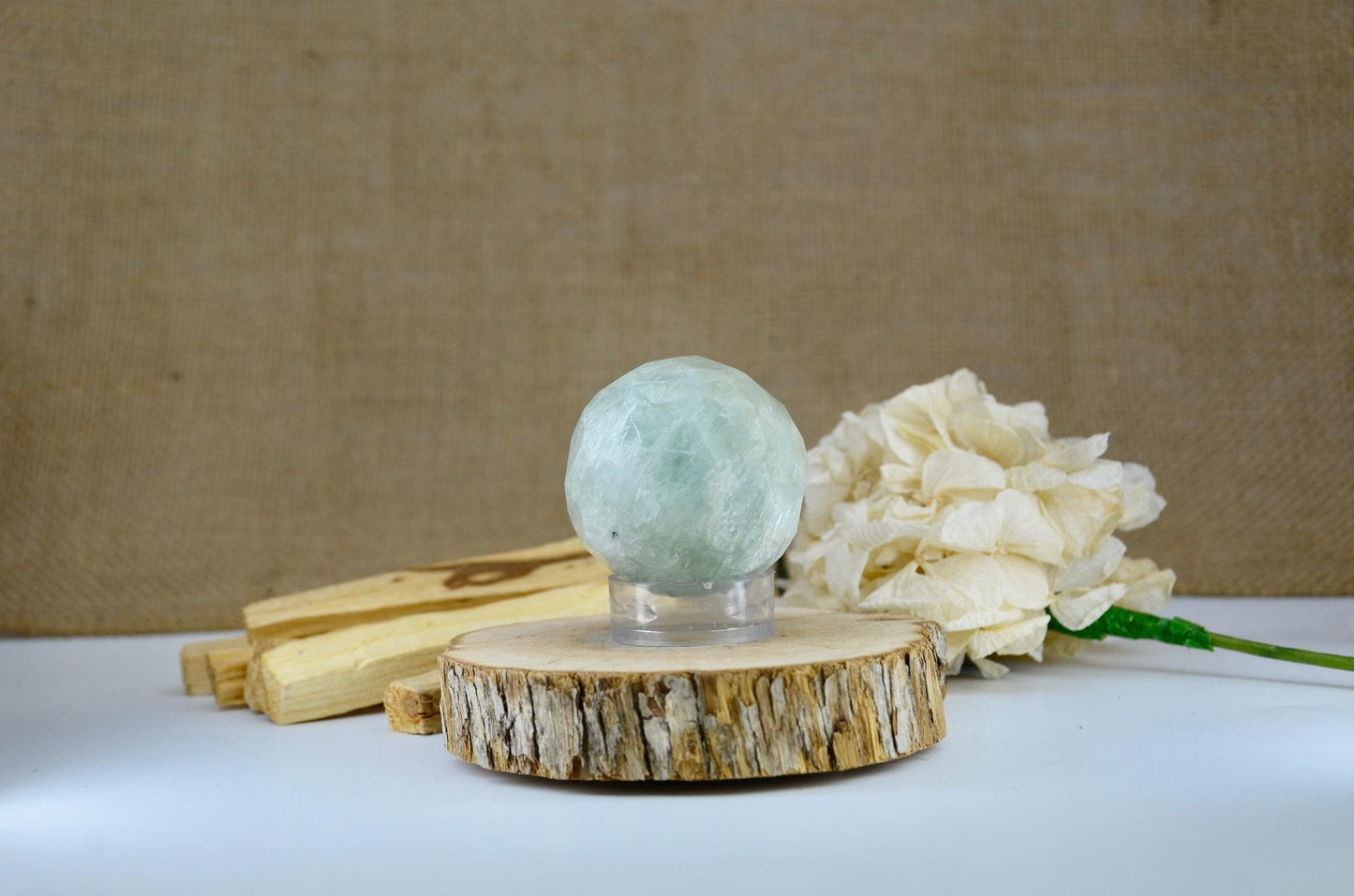 Faceted Aquamarine Sphere
