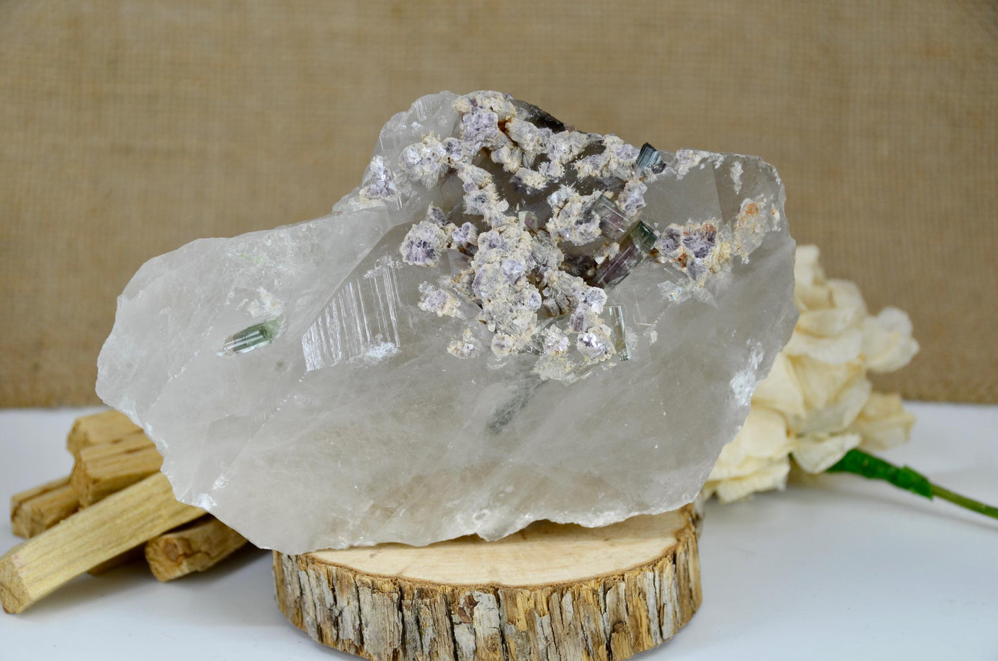 Rare Quartz with Lepidolite and Watermelon Tourmaline/Rare Crystal/ Metaphysical and Spiritual / Gemstones and Minerals