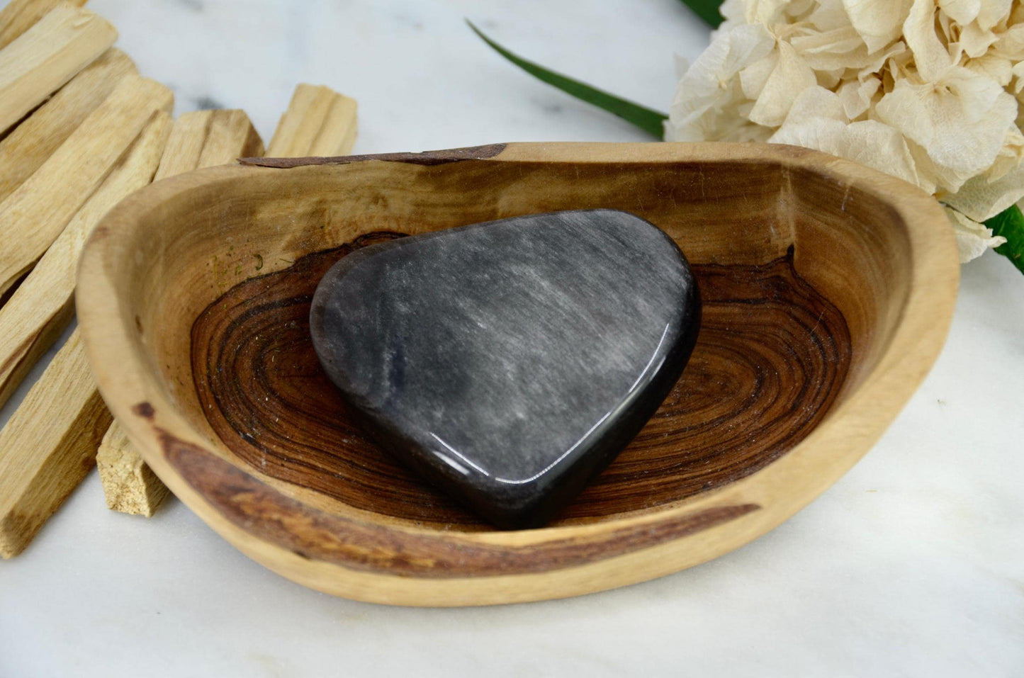 Silver Sheen Obsidian Heart