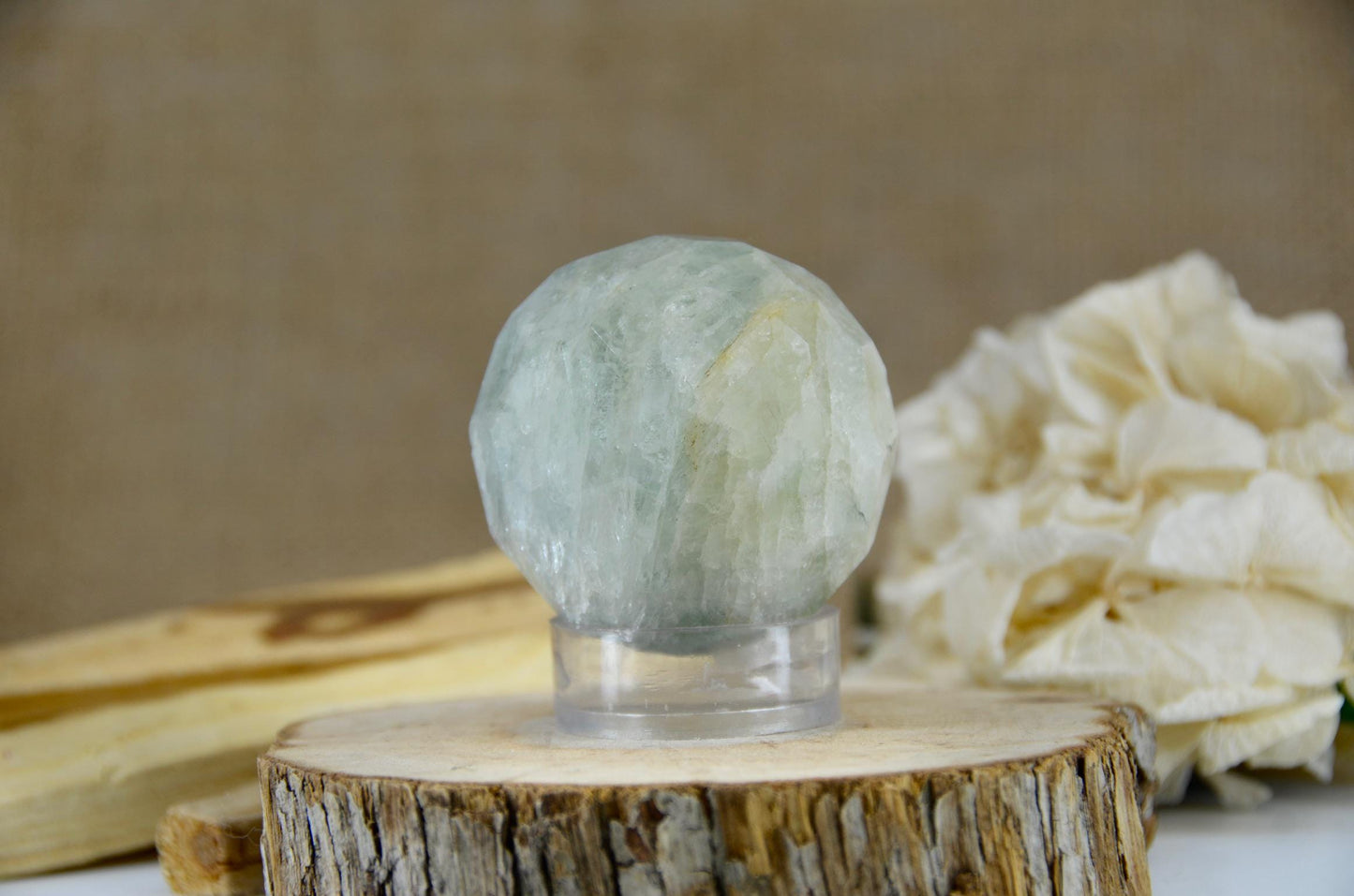 Faceted Aquamarine Sphere