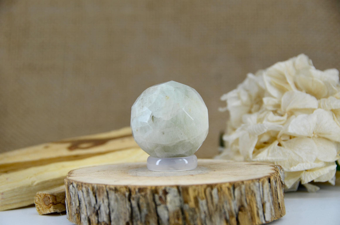 Faceted Aquamarine Sphere