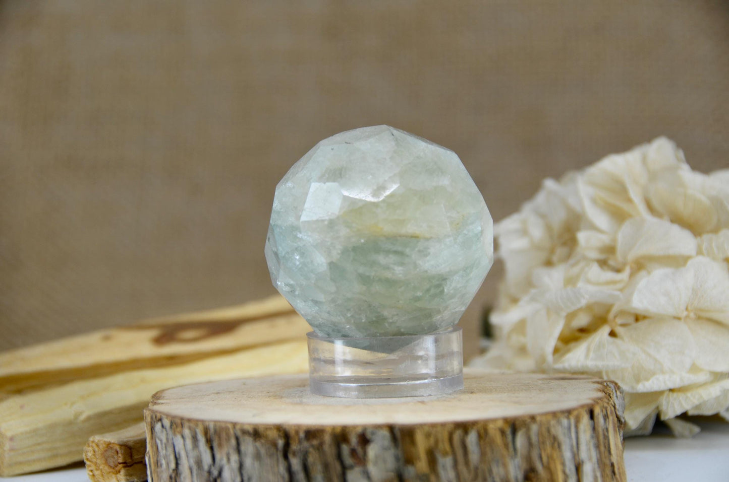 Faceted Aquamarine Sphere