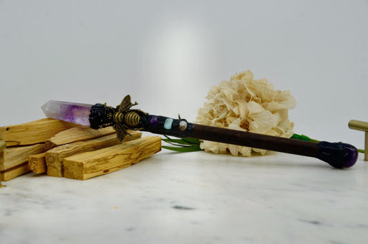 Amethyst Crystal Wand with Bee