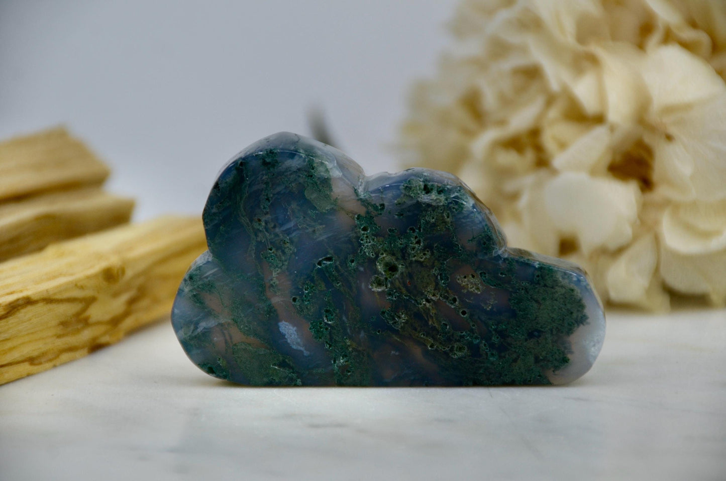 Moss Agate Cloud Carving