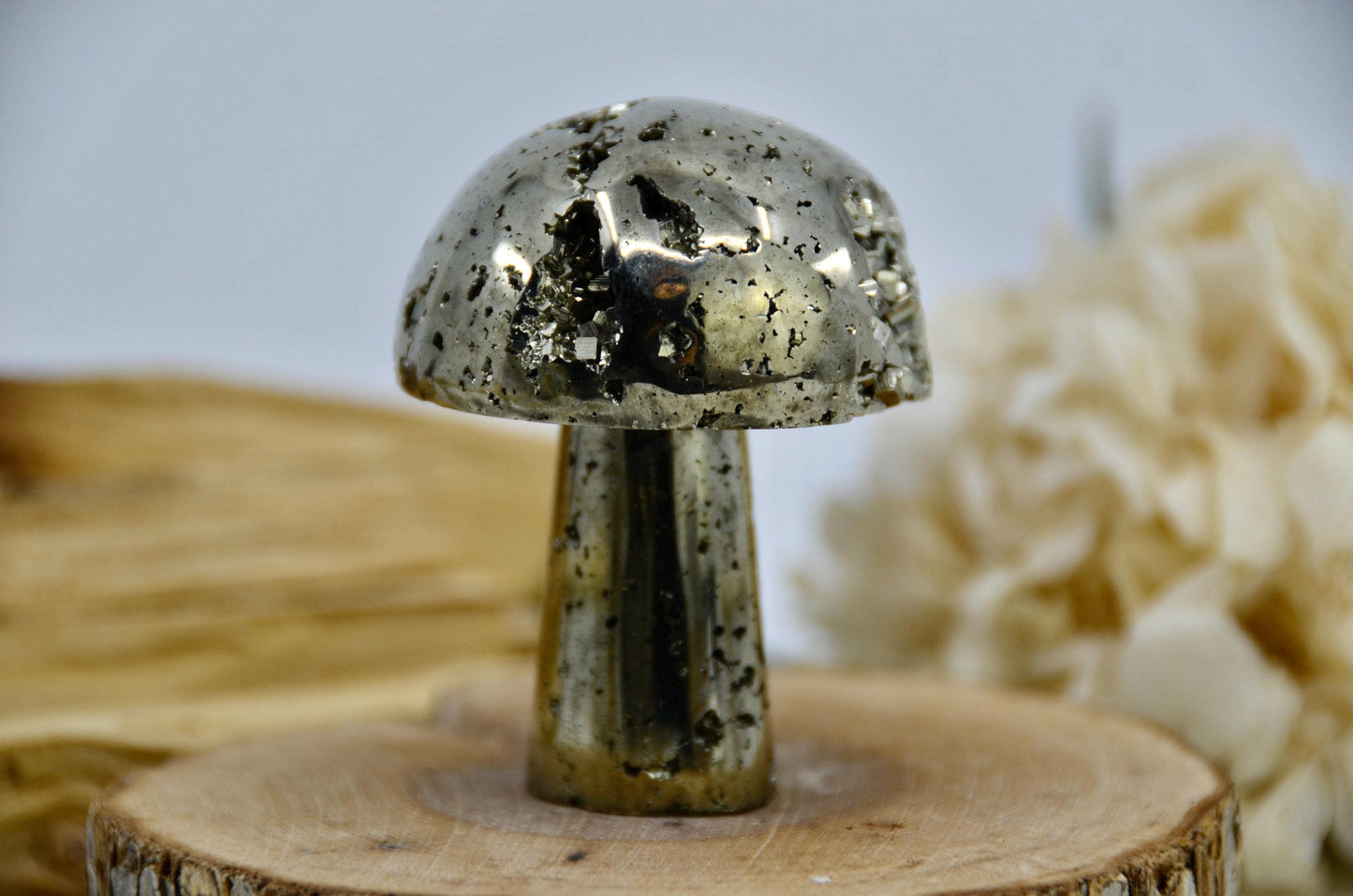 Pyrite Mushroom Carving