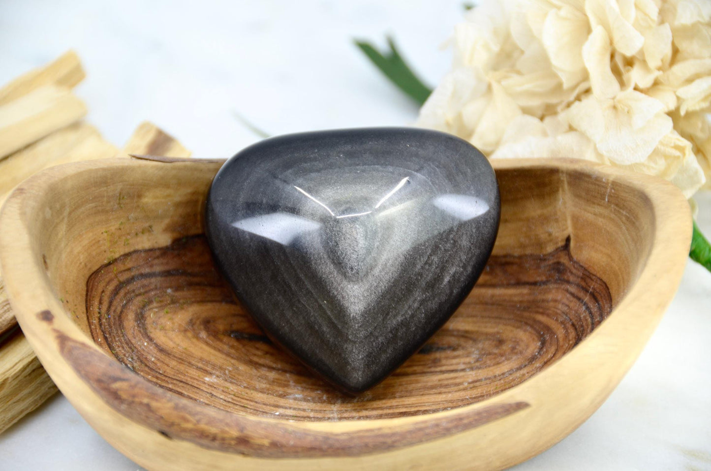 Silver Sheen Obsidian Heart