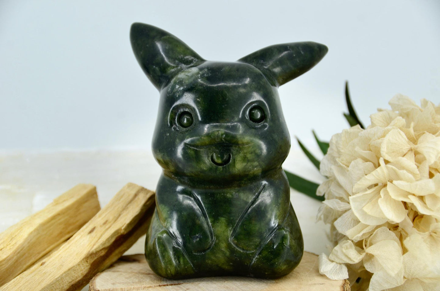 Pikachu Inspired Green Jade Carving