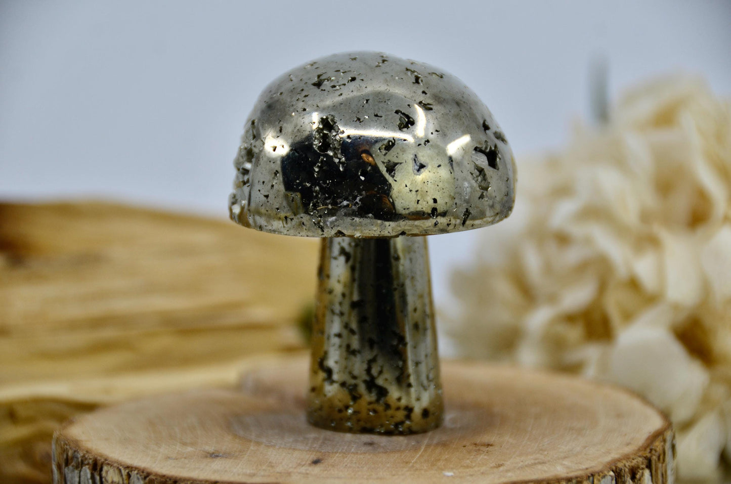 Pyrite Mushroom Carving