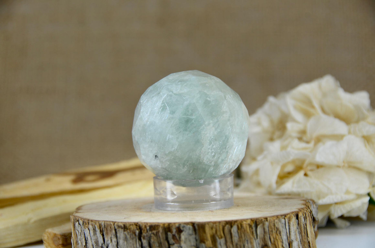 Faceted Aquamarine Sphere