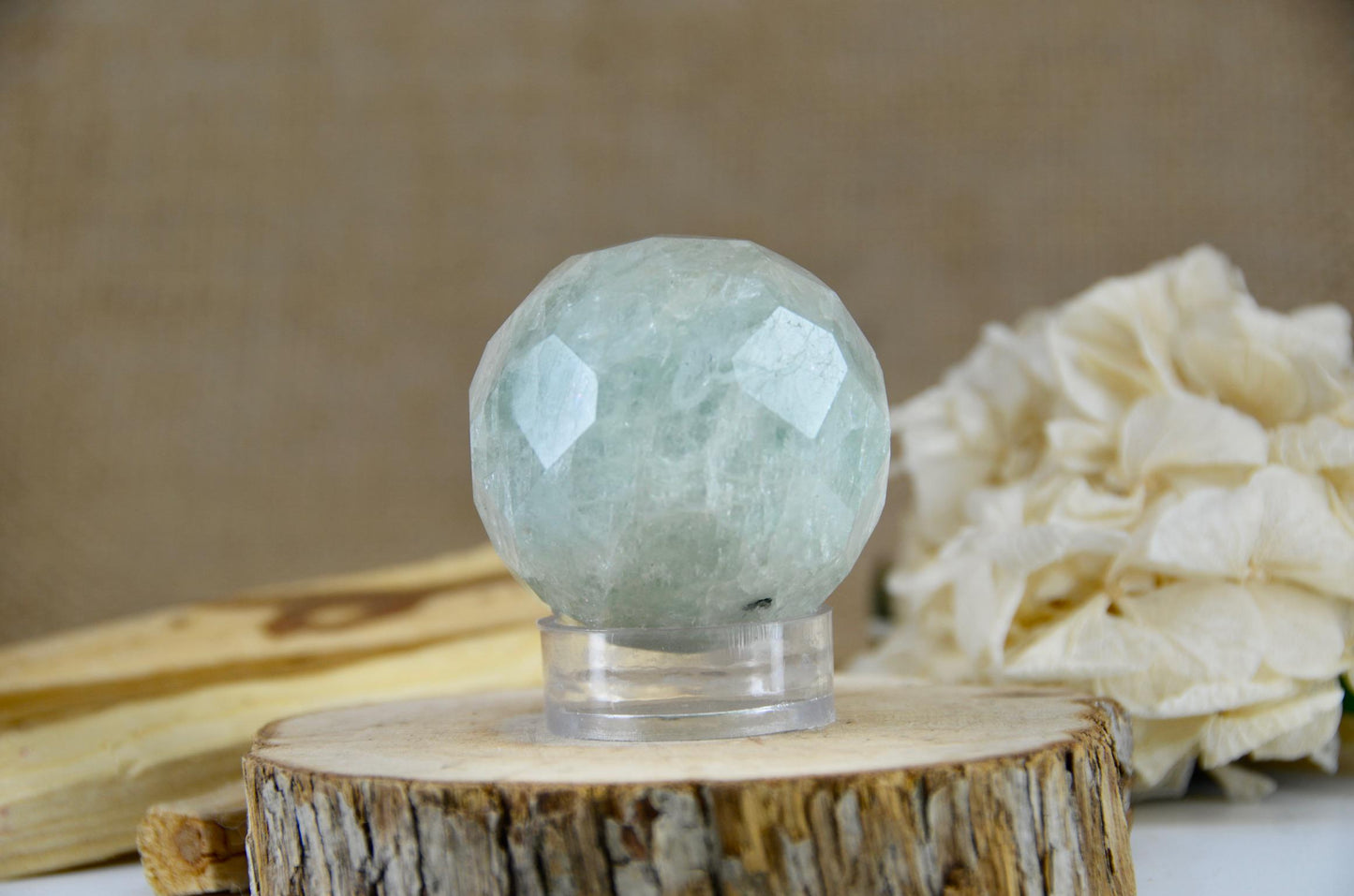 Faceted Aquamarine Sphere
