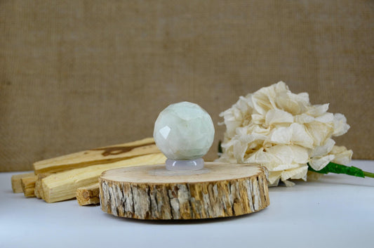 Faceted Aquamarine Sphere