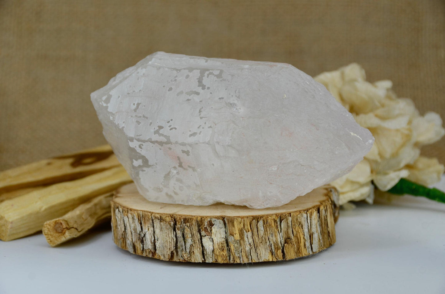 Rose Quartz Overgrowth With Green Tourmaline / Rare Crystal / Metaphysical and Spiritual / Gemstones and Minerals