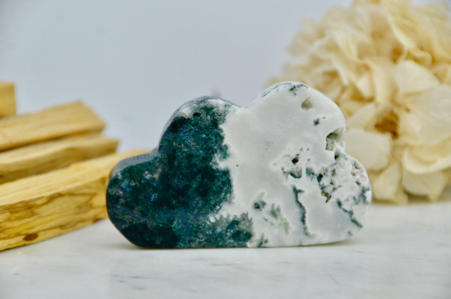 Moss Agate Cloud Carving