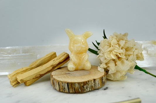 Pikachu Inspired Yellow Calcite Carving