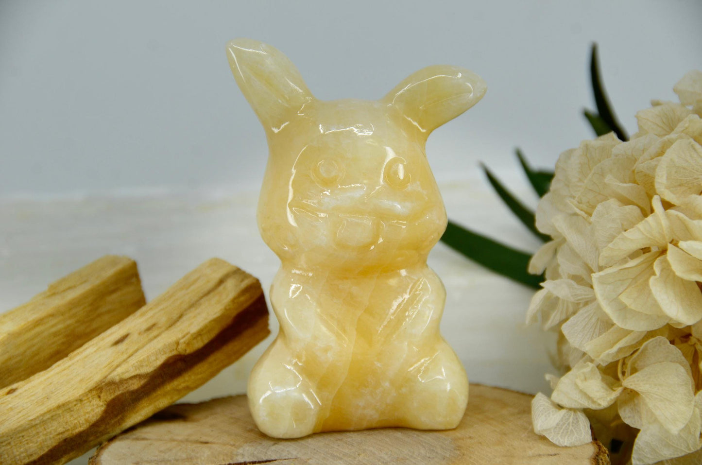 Pikachu Inspired Yellow Calcite Carving