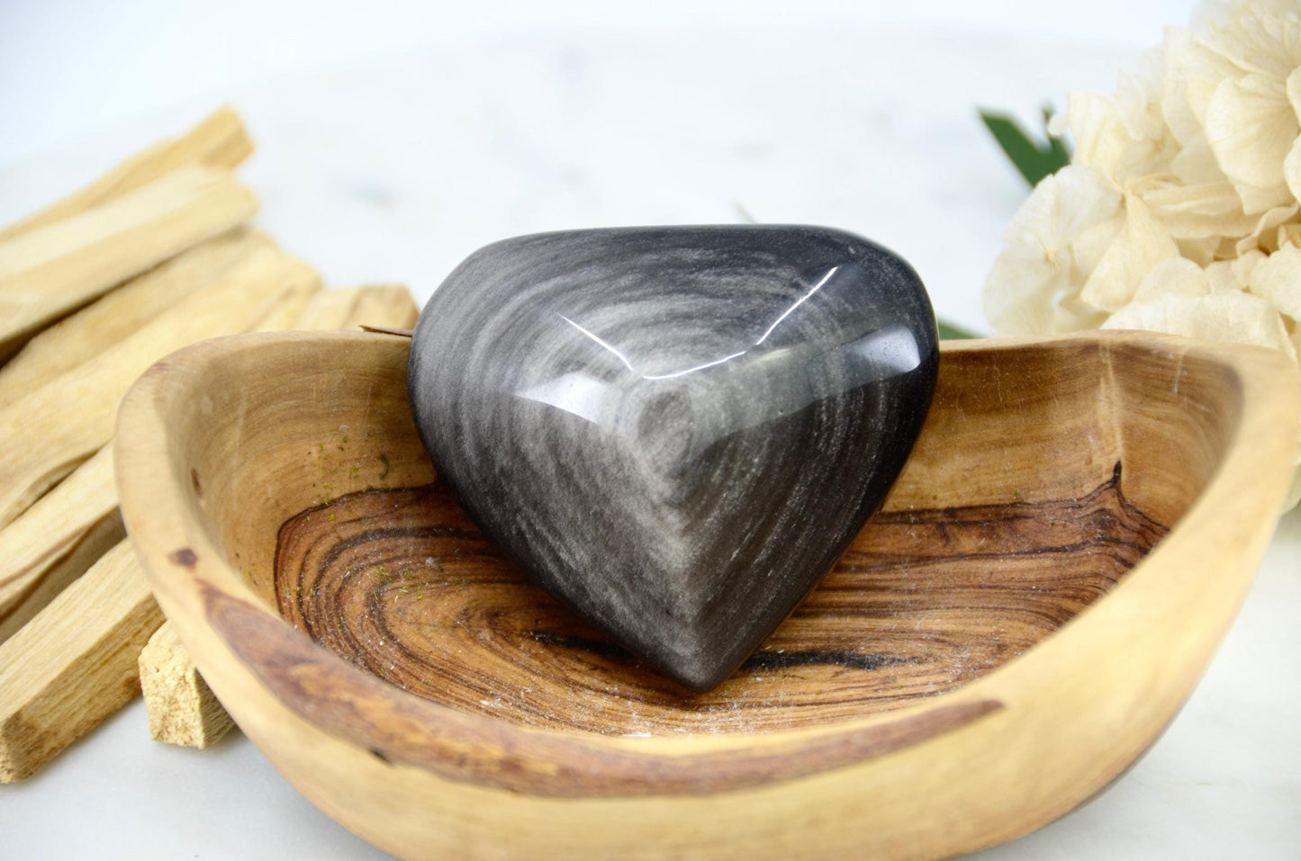 Silver Sheen Obsidian Heart