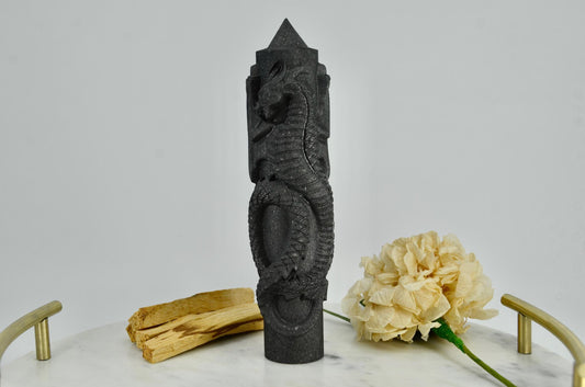 Large Shungite Dragon Tower Carving