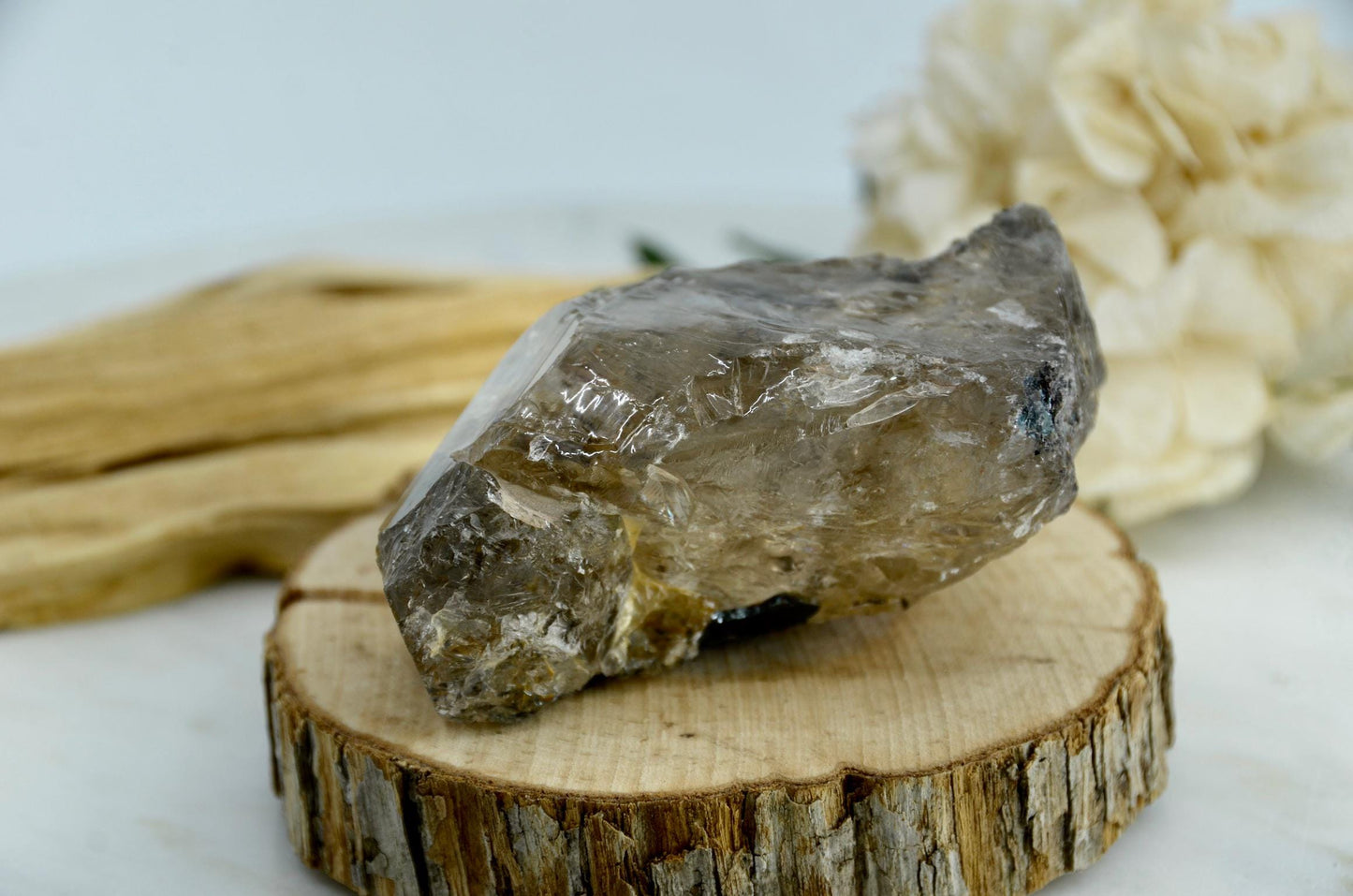 Rutile Smoky Quartz with Tourmaline and Hematite