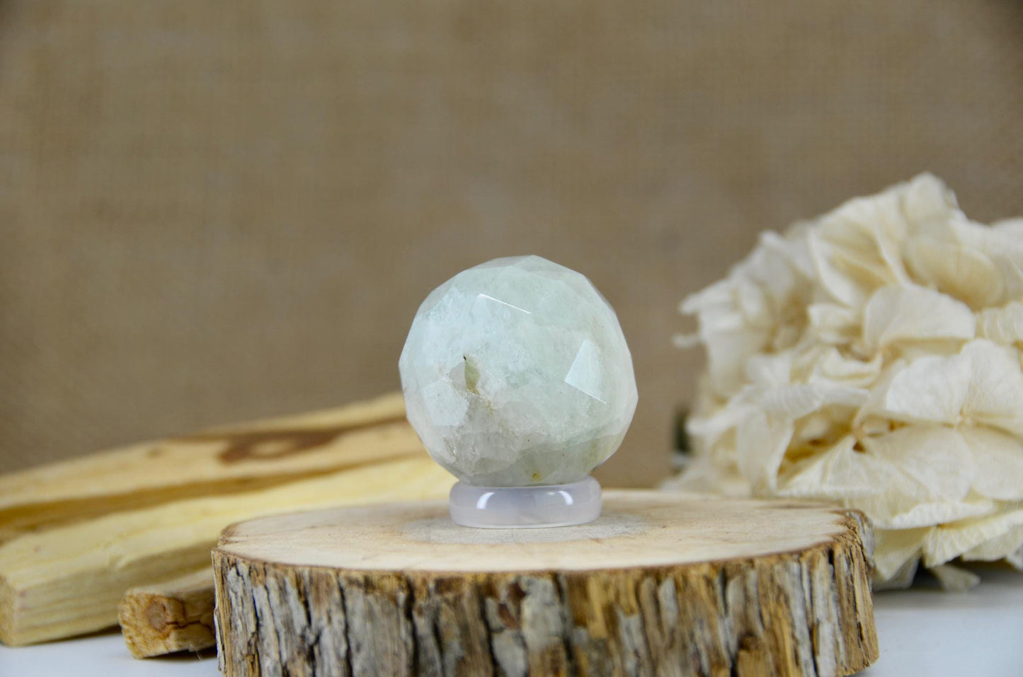 Faceted Aquamarine Sphere