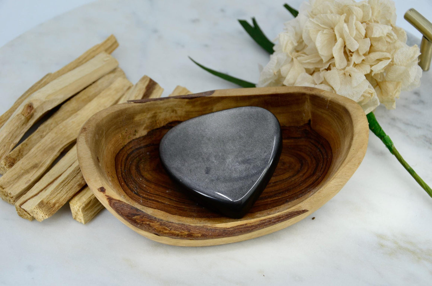 Silver Sheen Obsidian Heart