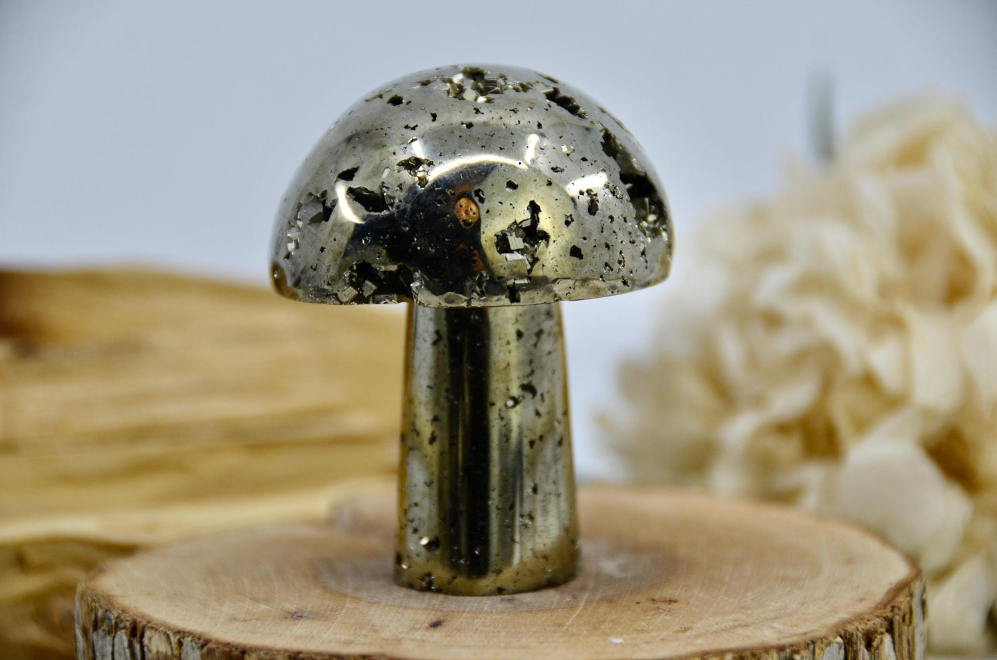 Pyrite Mushroom Carving