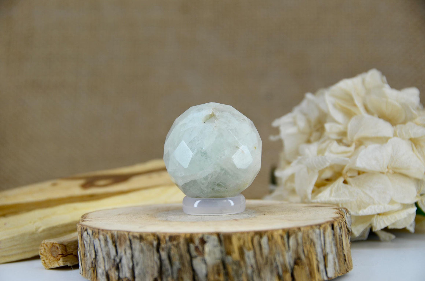 Faceted Aquamarine Sphere