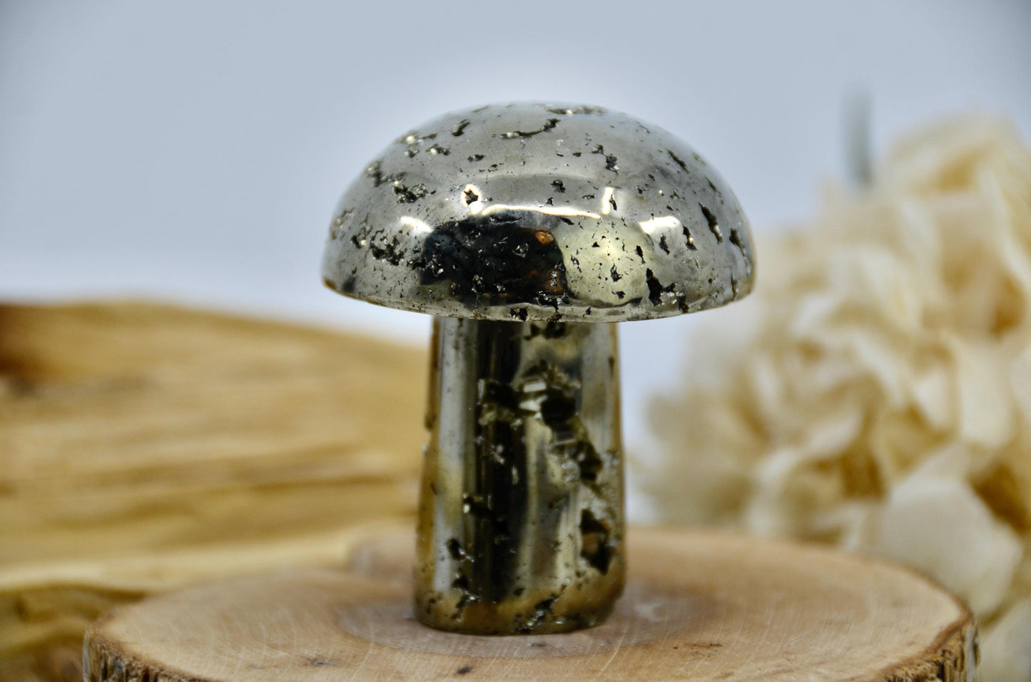 Pyrite Mushroom Carving