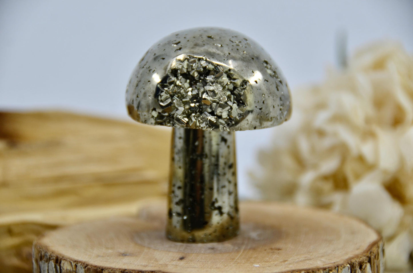 Pyrite Mushroom Carving