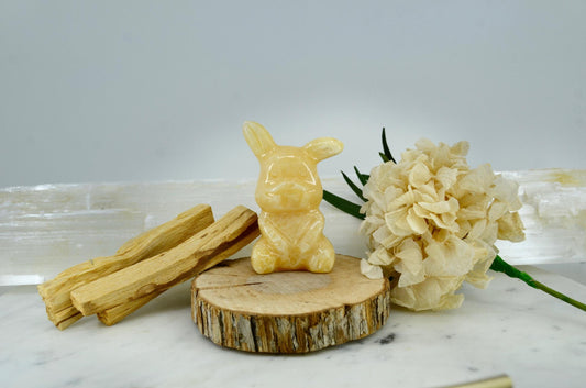 Pikachu Inspired Yellow Calcite Carving