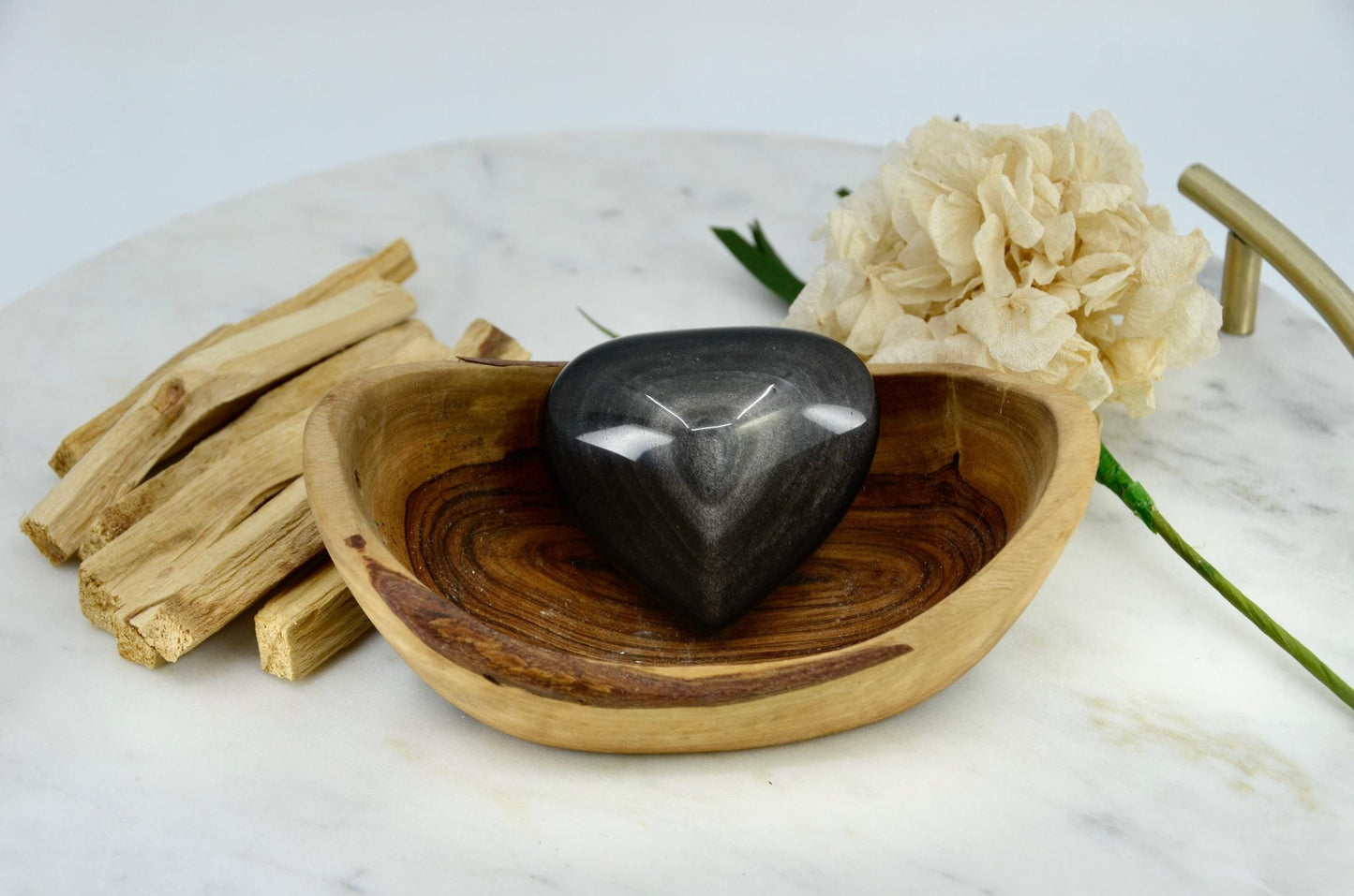 Silver Sheen Obsidian Heart