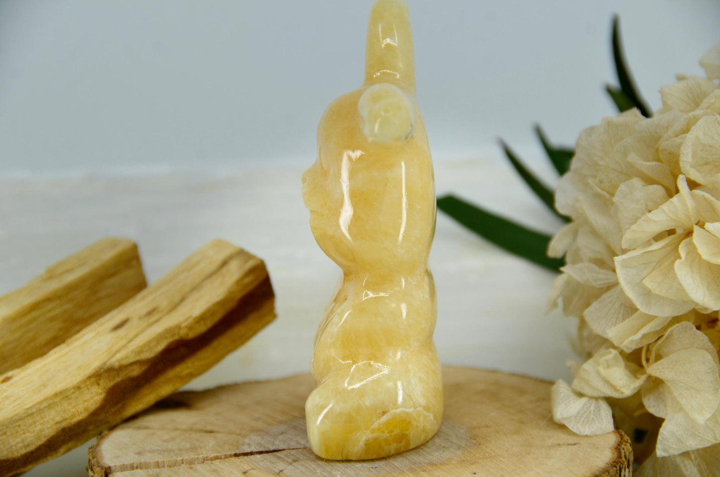 Pikachu Inspired Yellow Calcite Carving