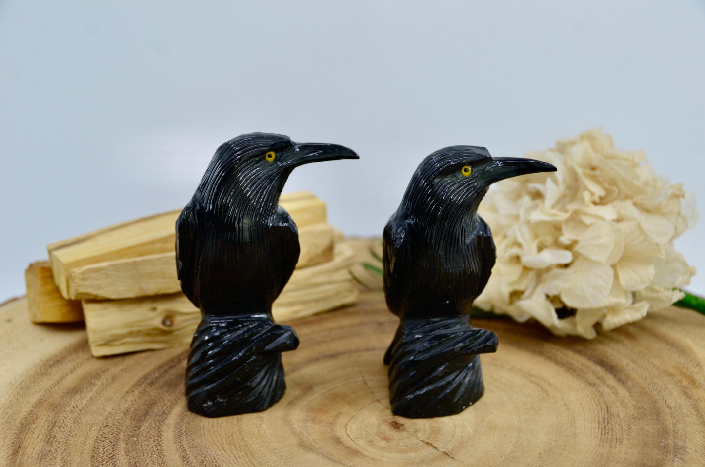 Black Onyx Raven Carving
