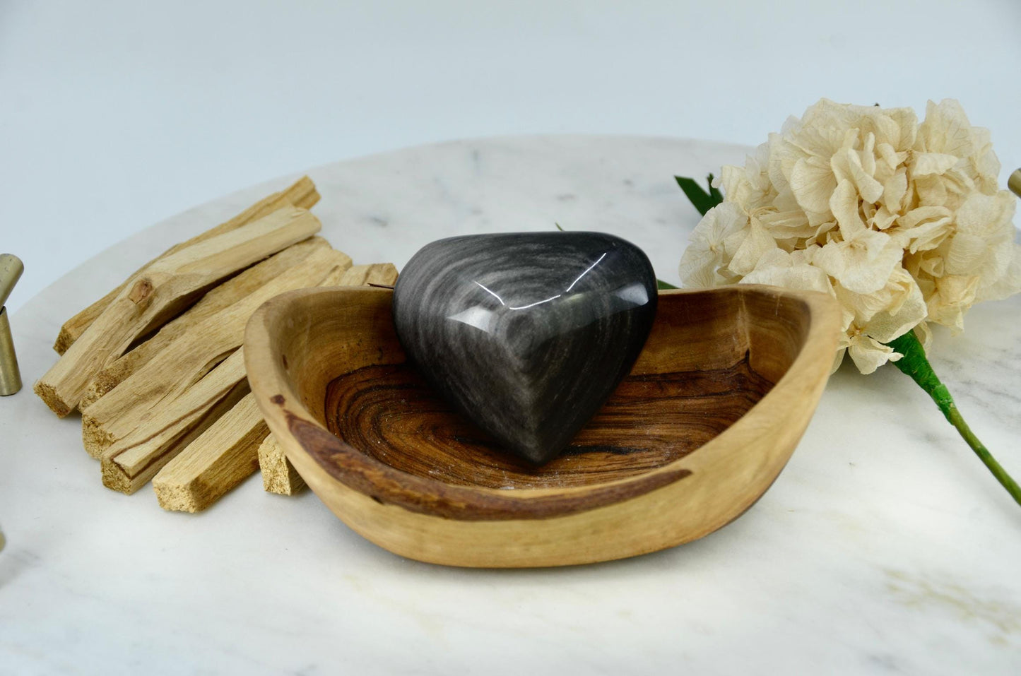Silver Sheen Obsidian Heart