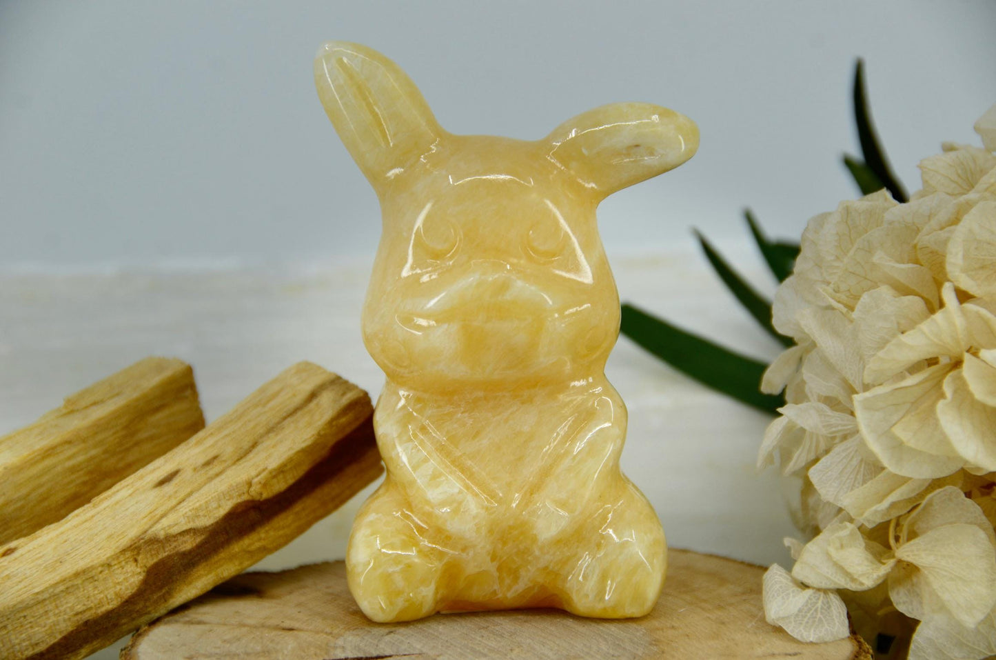 Pikachu Inspired Yellow Calcite Carving