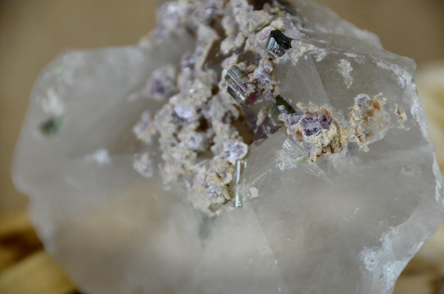 Rare Quartz with Lepidolite and Watermelon Tourmaline/Rare Crystal/ Metaphysical and Spiritual / Gemstones and Minerals