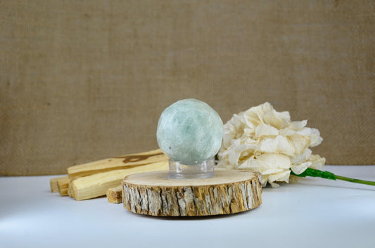 Faceted Aquamarine Sphere