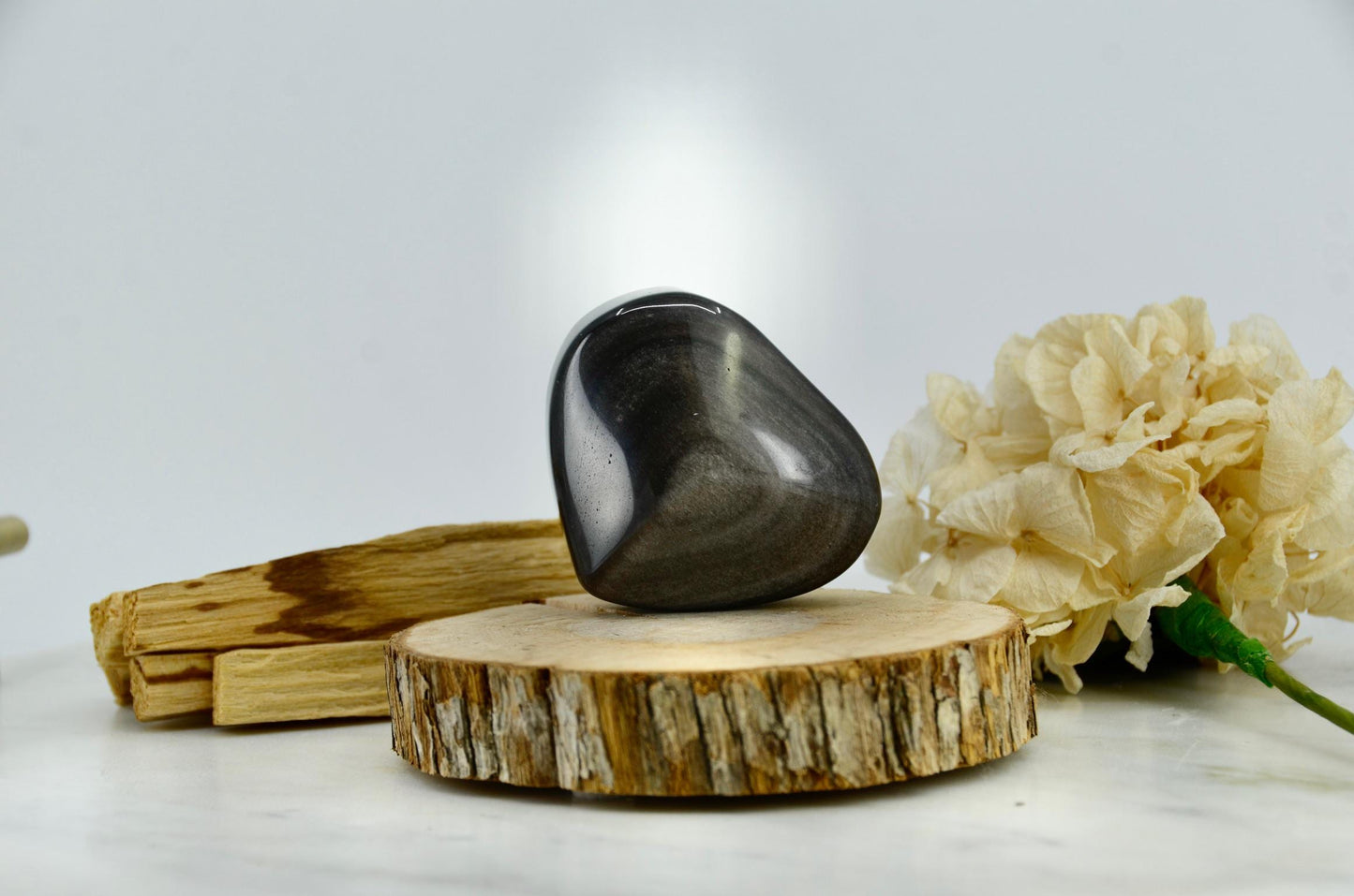 Silver Sheen Obsidian Heart