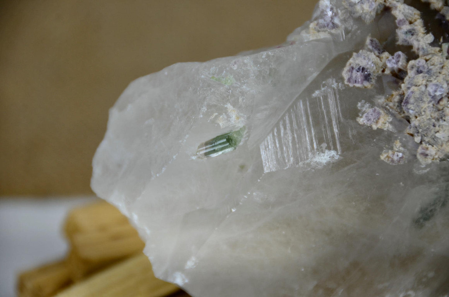 Rare Quartz with Lepidolite and Watermelon Tourmaline/Rare Crystal/ Metaphysical and Spiritual / Gemstones and Minerals
