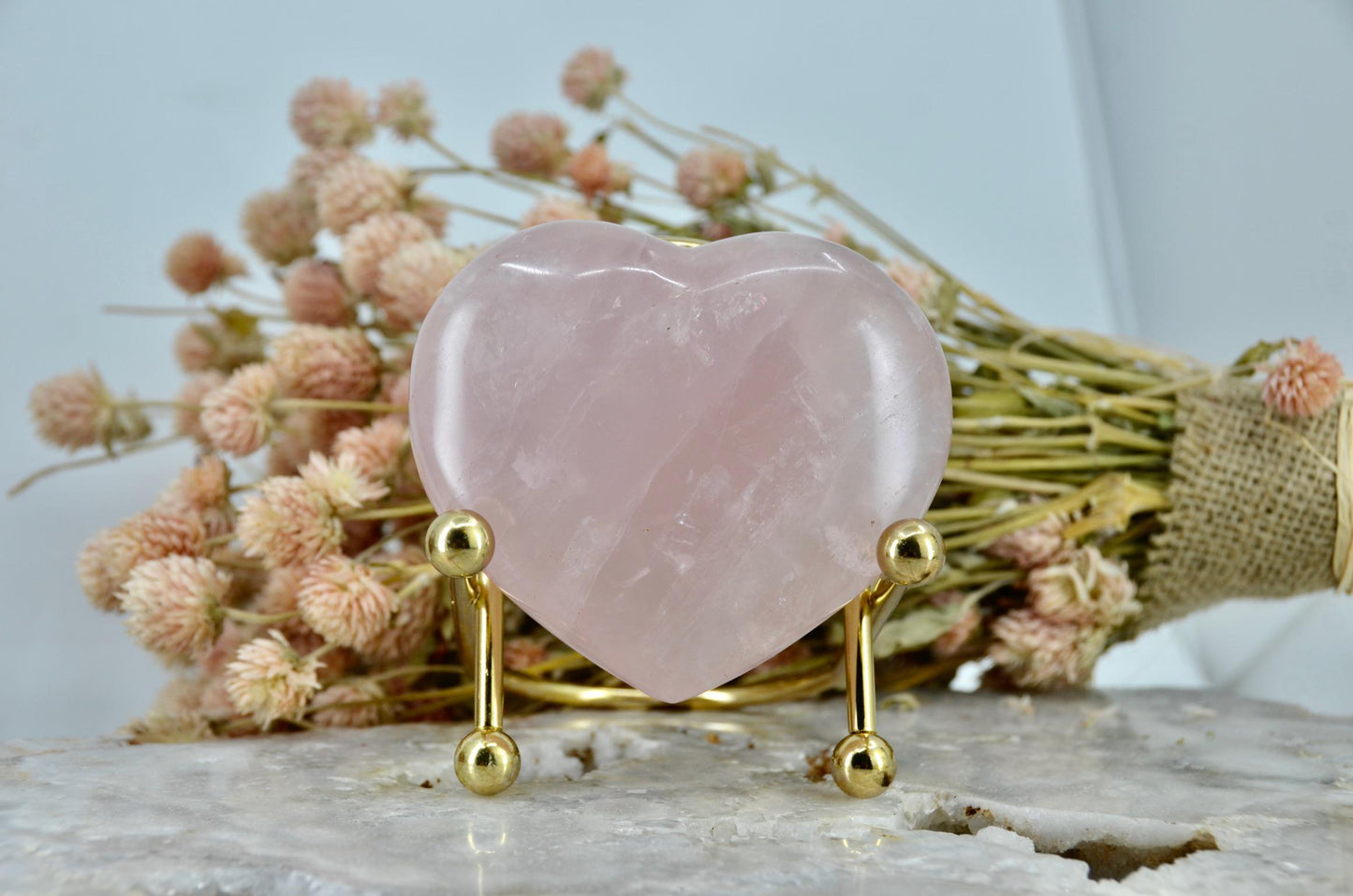 Rose Quartz Heart Carving