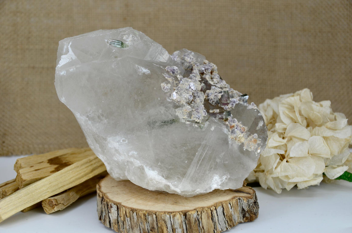 Rare Quartz with Lepidolite and Watermelon Tourmaline/Rare Crystal/ Metaphysical and Spiritual / Gemstones and Minerals