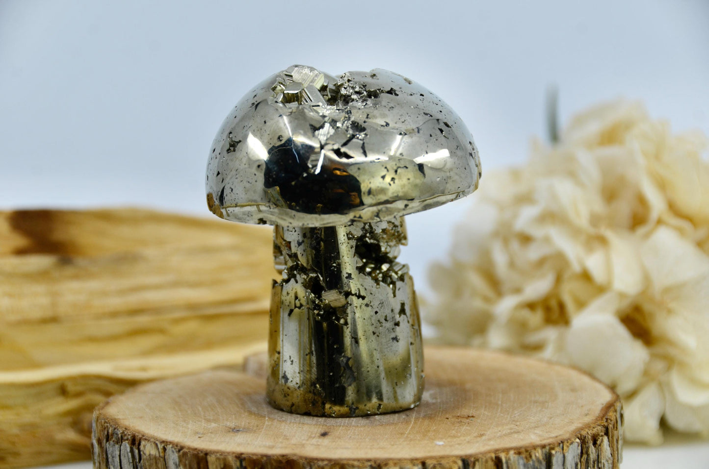 Pyrite Mushroom Carving