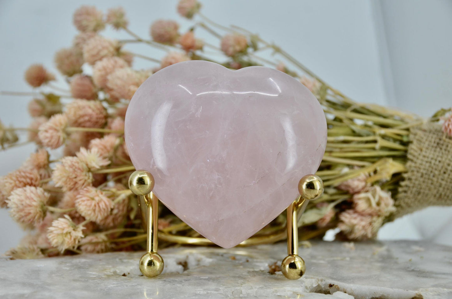 Rose Quartz Heart Carving